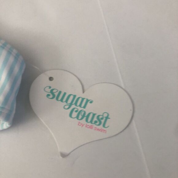 NWT Sugar Coast Large Blue Stripe Bikini Swim Top Removeable Padding #2407 - Picture 6 of 10